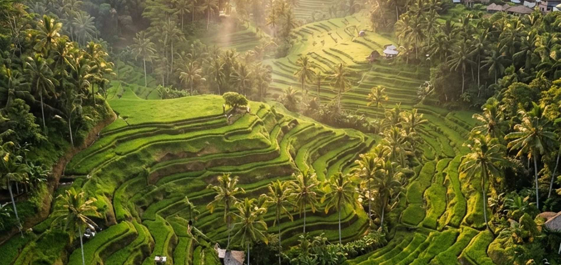 Ubud, Bali — lush terraced rice fields and tropical valleys